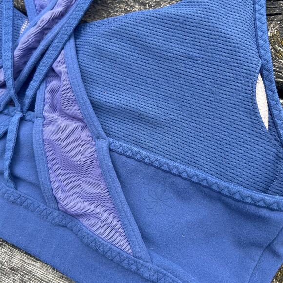 Athleta Blue Crisscross Back Sports Bra‎ Size S Workout Yoga Activewear - Picture 3 of 10